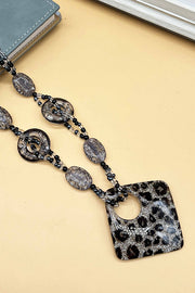 Leopard Print Long Geometric Accessories Necklace