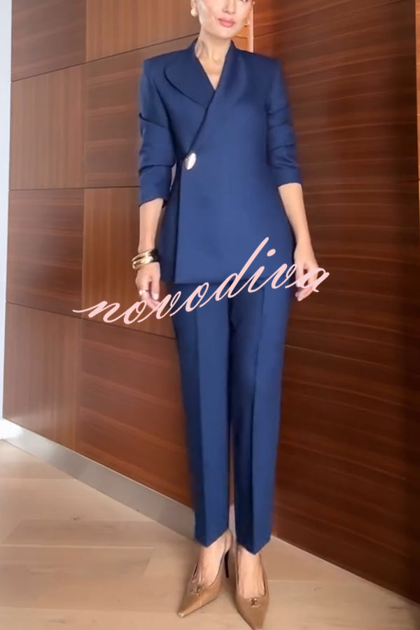 Exquisite and Fashionable High Waist Pocketed Straight Leg Pencil Pants