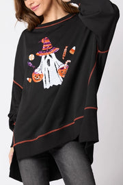 Halloween Ghost Sequin Loose Casual Sweatshirt