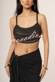 Sofie Drape Woven Design Braids Back Tie-up Tank