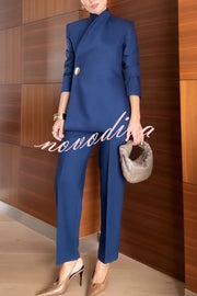 Exquisite and Fashionable Stand Lapel Neck Metal Button Long Sleeve Blazer
