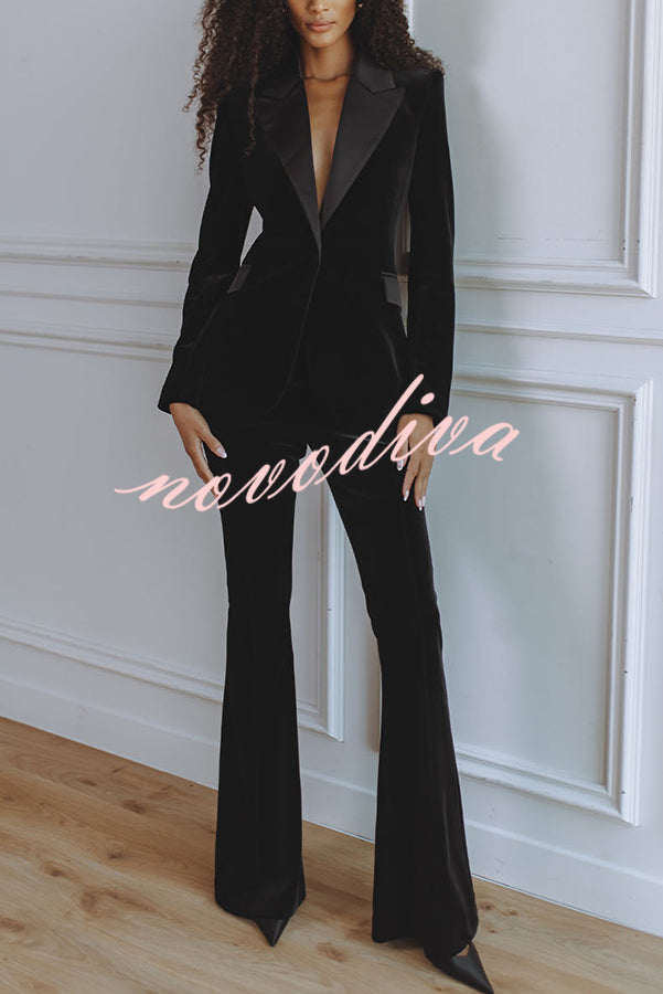 Delicate Daze Velvet High Rise Elastic Waist Flare Pants