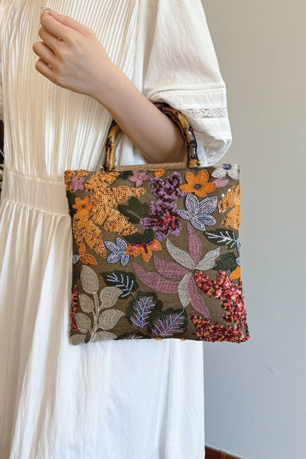 Colorful Sequin Vintage Embroidery Tote Bag