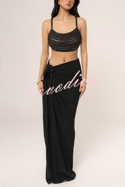 Sofie Drape Woven Design Braids Back Tie-up Tank