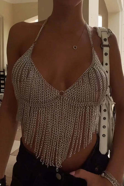 Tassel Vest Top Chain Bra Chest Chain