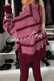 Fashion Loose Casual Hooded Long Sleeve Sweatshirt and Elastic Waist Leggings Set