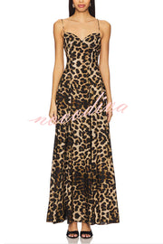 In The Maldives Leopard Waisted A-line Slip Maxi Dress