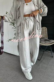 Easy on Me Metallic Fabric Elastic Waist Pocketed Wide Leg Pants