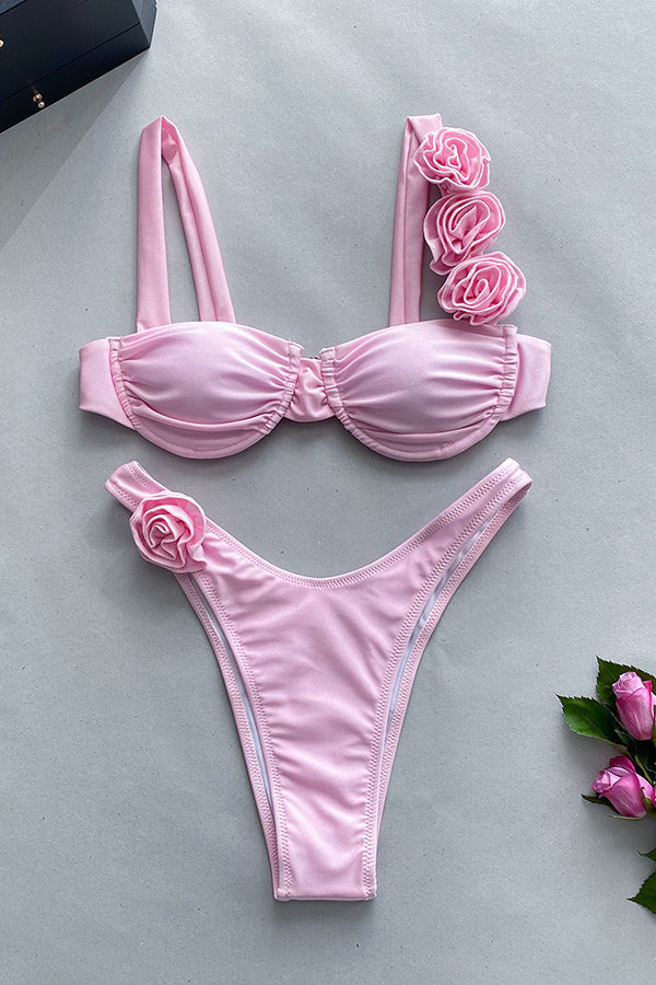 Fantasy Suspender Three Dimensional Flower Bikini