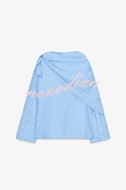 Meliora Striped Multi Position Scarf Long Sleeve H-line Shirt