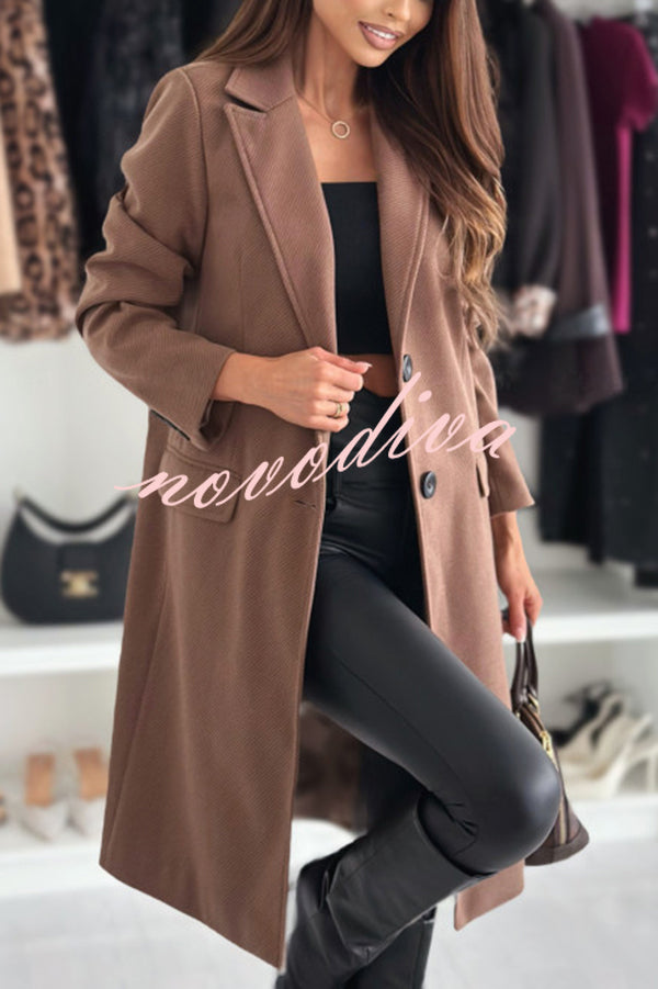 Fashionable Casual Lapel Long Sleeve Single Breasted Loose Coat