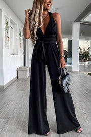 End of Story Solid Color Halter Jumpsuit