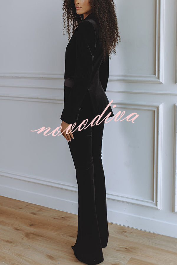 Delicate Daze Velvet High Rise Elastic Waist Flare Pants