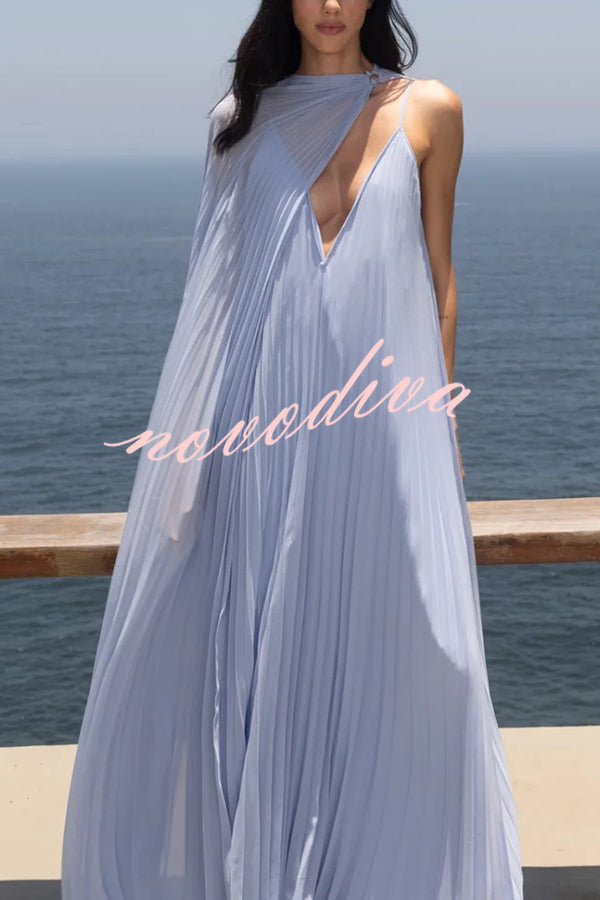 Fairy Comes Chiffon Pleated Cloak A-line Maxi Dress