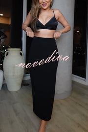 New Level High Waist Side Zipper Slit Midi Skirt