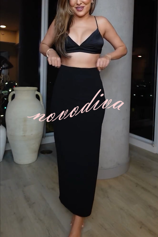 New Level High Waist Side Zipper Slit Midi Skirt
