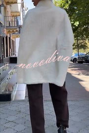 Fashion Sports Stripe Print and Ribbed Embroidered Long Sleeve Zipper Stand Nack Pocket Plush Coat