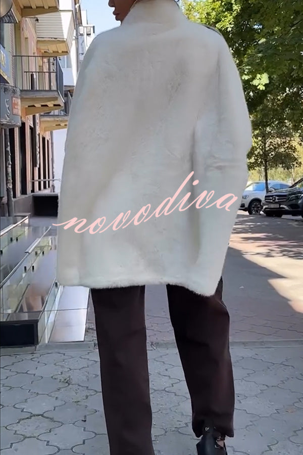 Fashion Sports Stripe Print and Ribbed Embroidered Long Sleeve Zipper Stand Nack Pocket Plush Coat