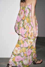 Floral Print Off-the-shoulder Irregular Loose Maxi Dress