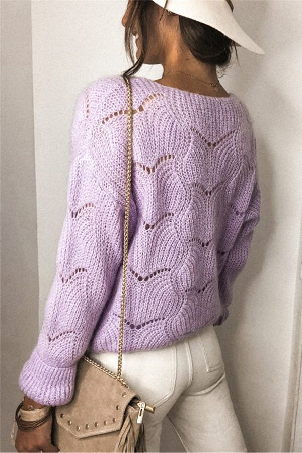 Fashionable V-neck Long-sleeved Knitted Sweater Cardigan