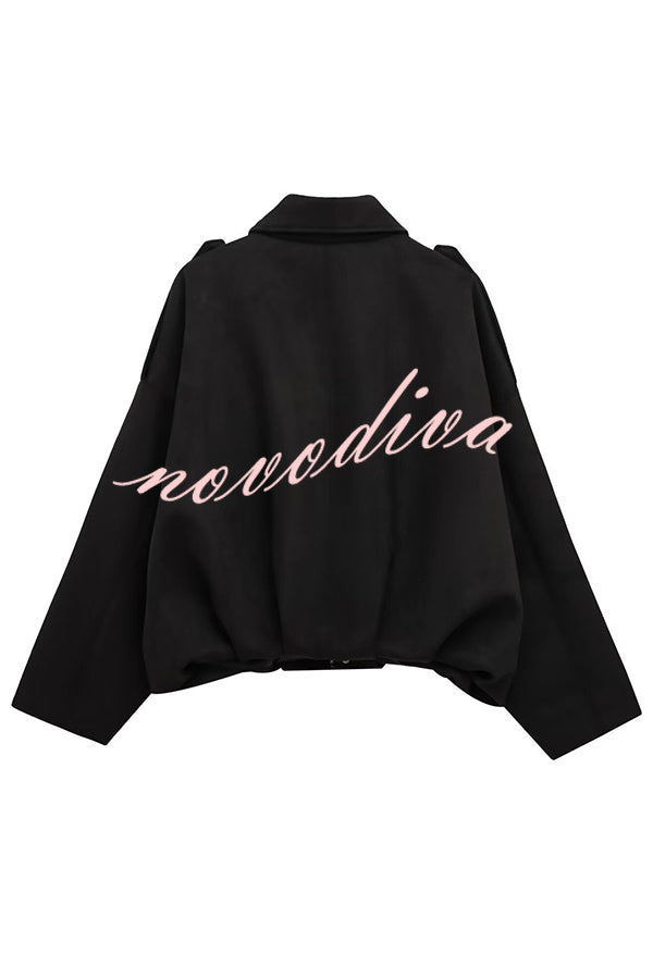 Fashion Lapel Long-sleeved Casual Bomber Jacket