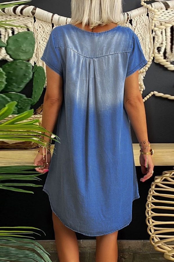 Loose Casual Short Sleeve Denim Mini Dress