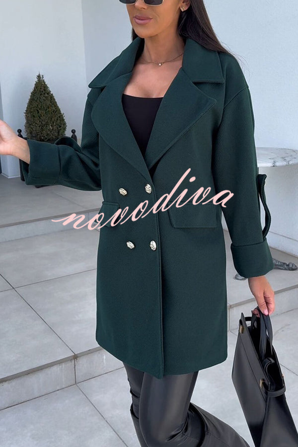 Stylish Lapel Double-breasted Loose Coat