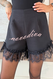 Amazing Items Lace Trim High Rise Elastic Waist Loose Mini Shorts