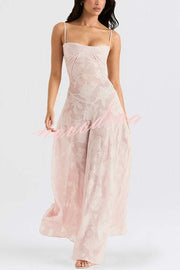 Fashion Sexy Suspenders See-through Holiday Slim Maxi Dress