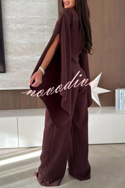 City Atelier Bell Slit Sleeve Top and High Rise Pocket Wide Leg Pants Set