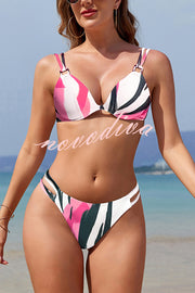 Unique Print Sexy Stretch Two-Piece Bikini Swimsuit