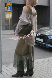 Warm Winter Knit Wide Neck Batwing Sleeve Loose Relaxed Sweater