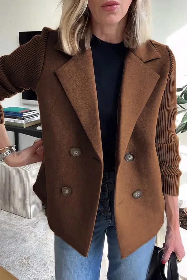 Fashion Lapel Stitching Long Sleeve Casual Button Loose Coat