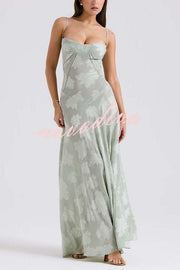 Fashion Sexy Suspenders See-through Holiday Slim Maxi Dress
