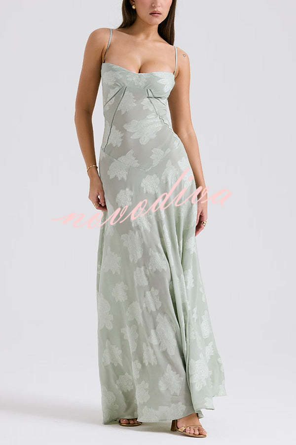Fashion Sexy Suspenders See-through Holiday Slim Maxi Dress