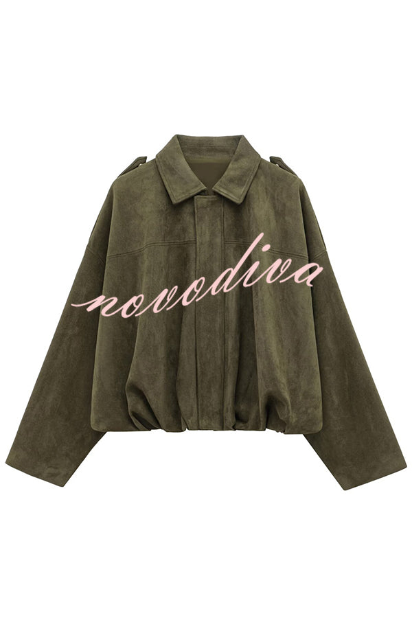 Fashion Lapel Long-sleeved Casual Bomber Jacket