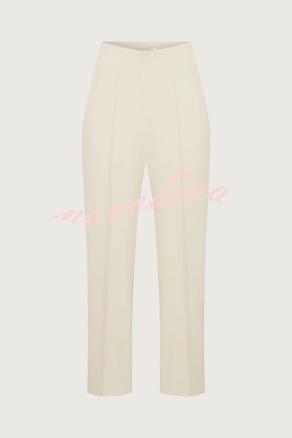 Exquisite and Fashionable High Waist Pocketed Straight Leg Pencil Pants