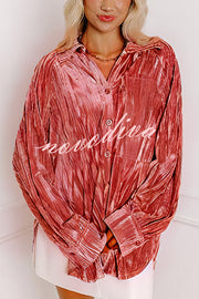 Solid Color Velvet Light-sensitive Drape Loose Shirt