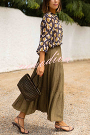 Solid Color Splicing Casual Vacation Maxi Skirt