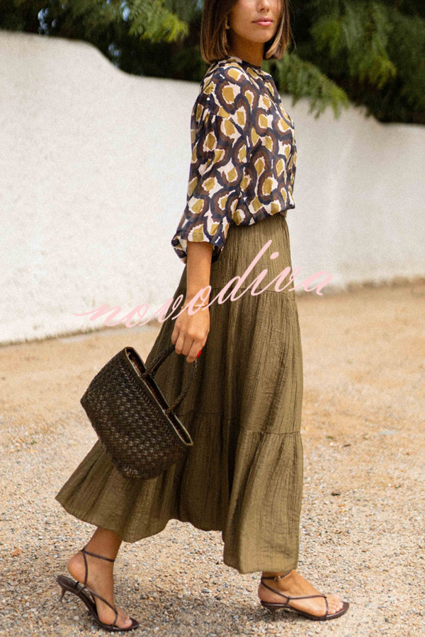 Solid Color Splicing Casual Vacation Maxi Skirt