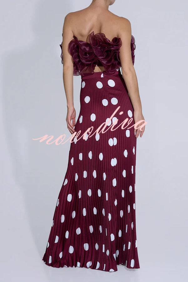 Eye-catching Organza Multi-layer Petal Ruffles Details Strapless Tank