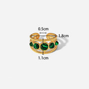 Vintage Inlaid Malachite Stainless Steel Ring