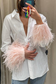 Fashionable Feather Long-sleeved Casual Loose Shirt