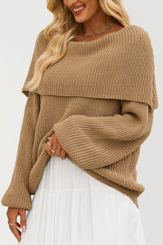 Solid Color Loose Off-shoulder Long-sleeved Casual Knit Sweater