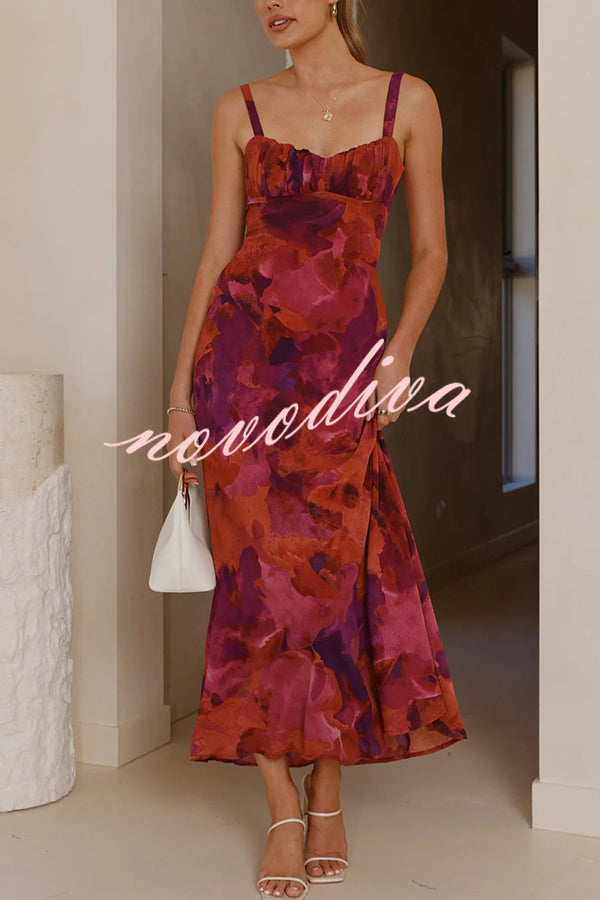 Fashion Tie-dye Backless Suspender Holiday Maxi Dress