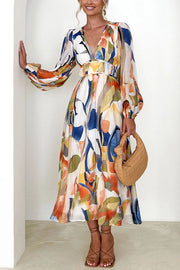 Eclipse Season Printed Long Sleeve Flowy Maxi Dress