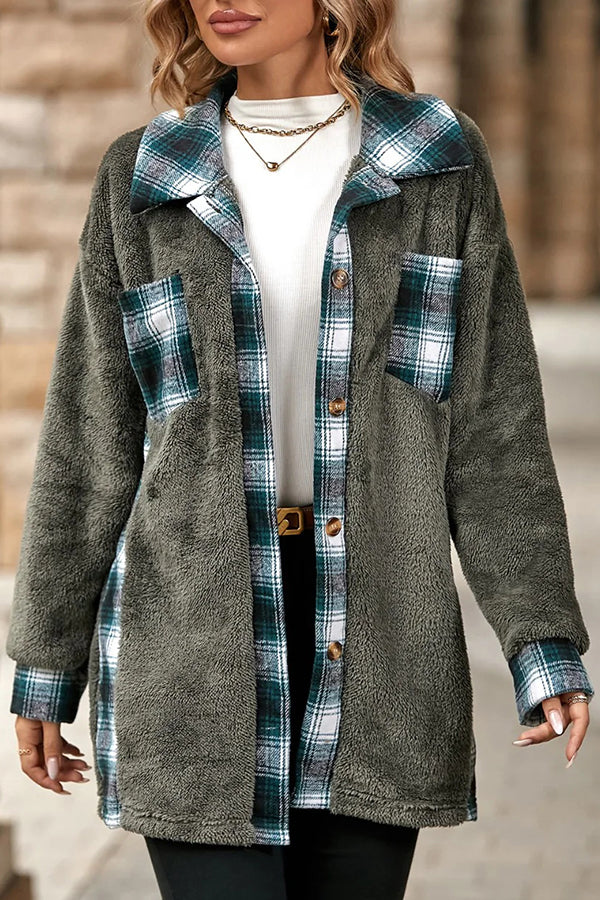 Stylish Single-breasted Lapel Mid-length Plush Coat