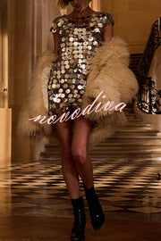 Sexy Sparkly Sequined Cutout Mini Dress