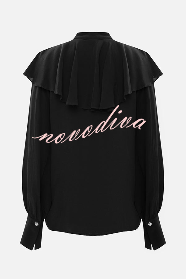 Court-style Draped Ruffled Elegant Chiffon Blouse