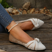 Fashionable Bow Colorblock Casual Flats